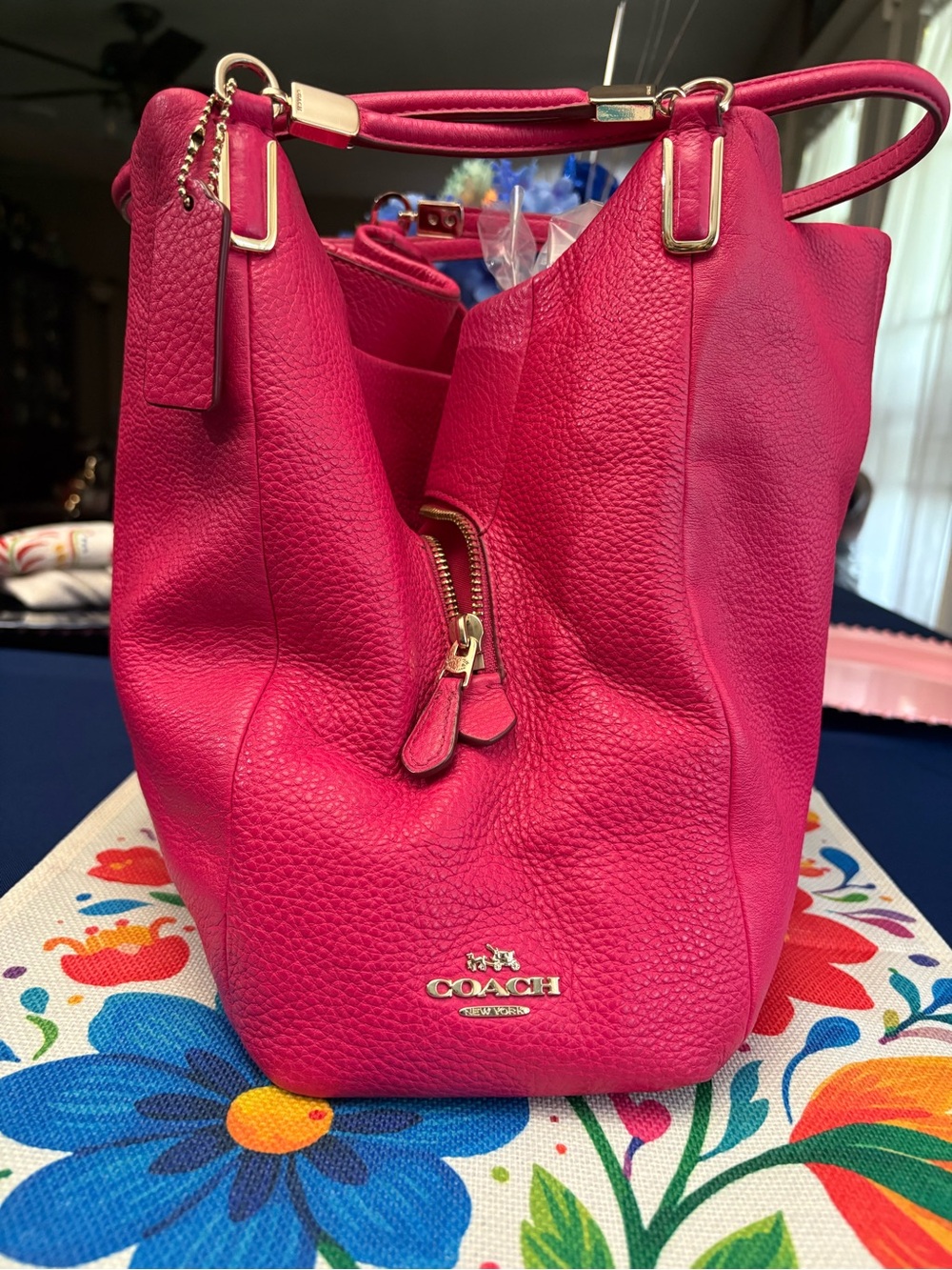 Coach Hot Pink Pebbled Leather Shoulder Tote-Vintage
